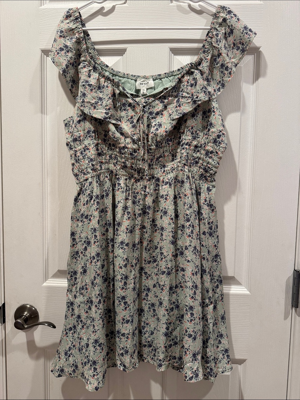 Heyson Floral Ruffle Sundress in Mint and Navy